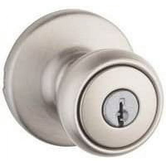 Kwikset Tylo Keyed Entry Door Knob - Adjustable, Key Lock - Satin Nickel
