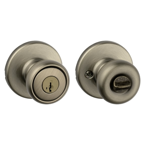 Kwikset Tylo Keyed Entry Doorknob with Smartkey Antique Brass