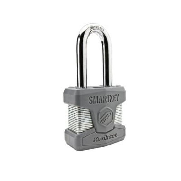 Kwikset 50MM SmartKey Padlock Long Shackle in Satin Chrome