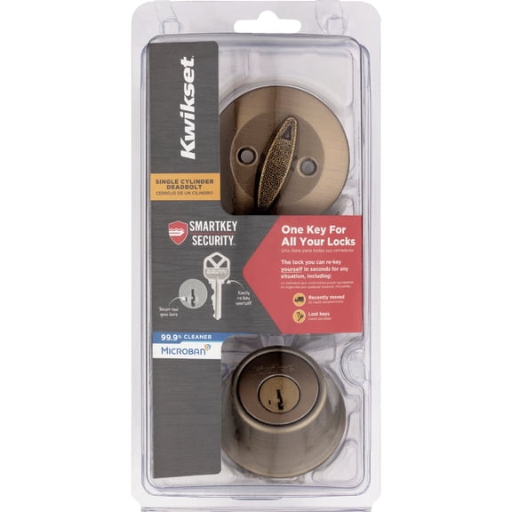Kwikset 660 Single Cylinder Deadbolt with SmartKey Polished Antique Brass