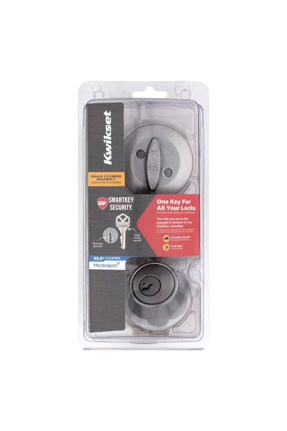 Kwikset Deadbolt Lock 660 Satin Chrome Single Cylinder - Adjustable Metal - 1 Pack