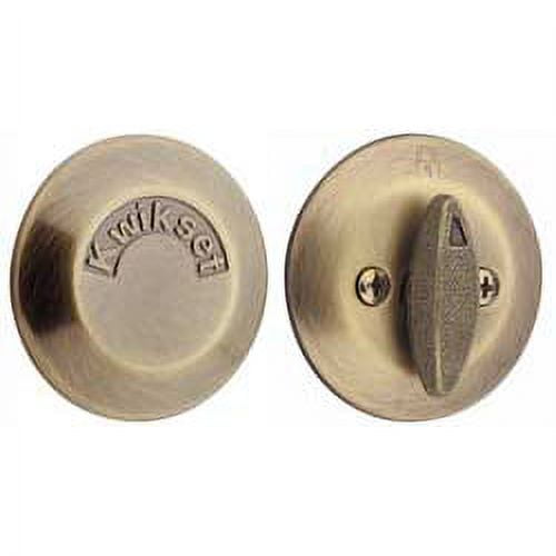 Kwikset 6675 One Sided Turn Deadbolt with Blank Plate Antique Brass
