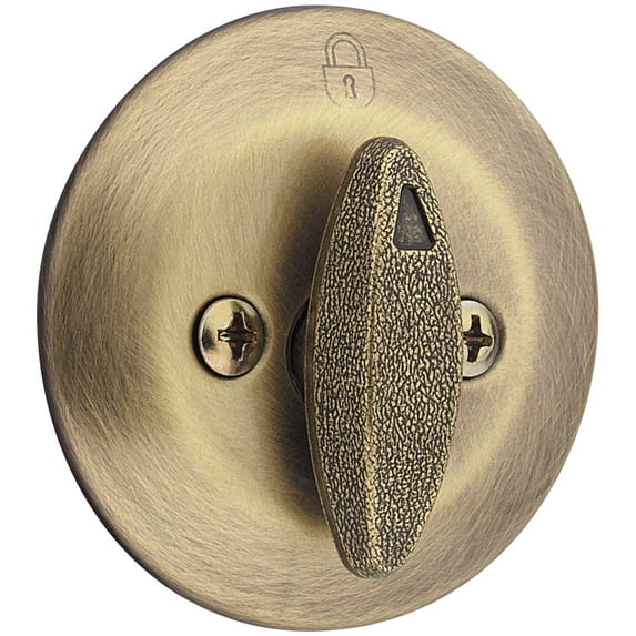 Kwikset 667 5 RCAL 5303 667 Antique Brass Single-Sided Deadbolt Thumb Turn and P