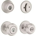 thumbnail image 1 of Kwikset 690 Cove Keyed Entry Knob and Sgl Cyl Deadbolt Combo Pack in SN, 1 of 7