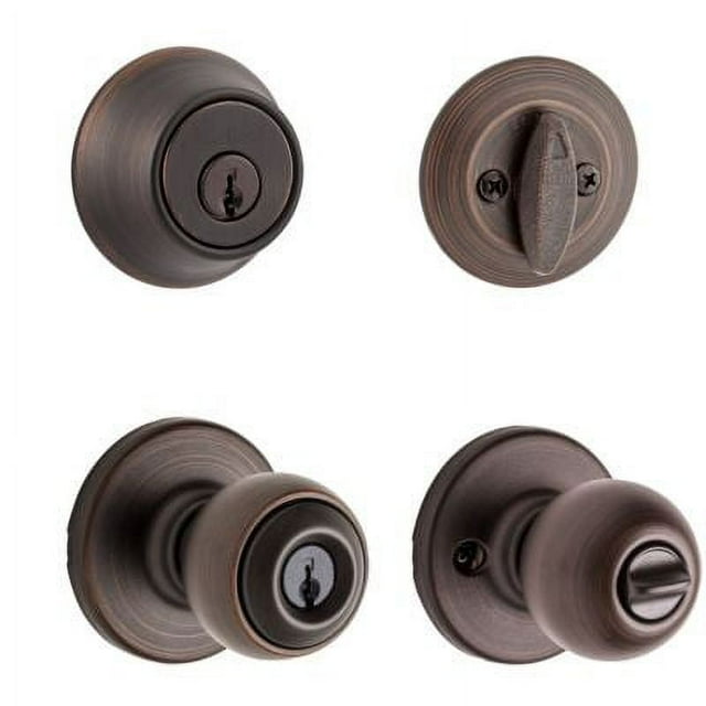 Kwikset 690 Polo Keyed Entry Knob And Sgl Cyl Deadbolt Combo Pack in VB