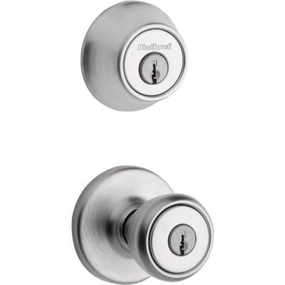 Tylo Satin Chrome Single Cylinder Entry Door Knob and Deadbolt