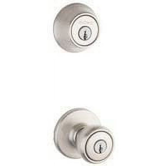 Kwikset Tylo Entry Knob and Single Cylinder Deadbolt Combo Pack - Deadbolt Lock - Satin Nickel
