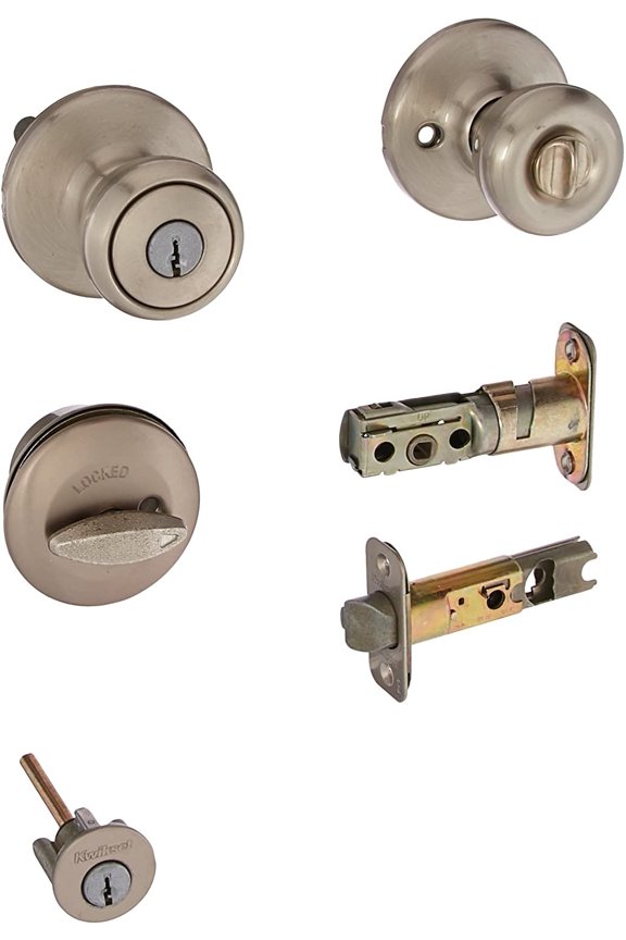 Tylo Entry Knob and Single Cylinder Deadbolt Combo Pack - Deadbolt Lock - Satin Nickel  Construction & DIY Use, Standard Hardware Spec