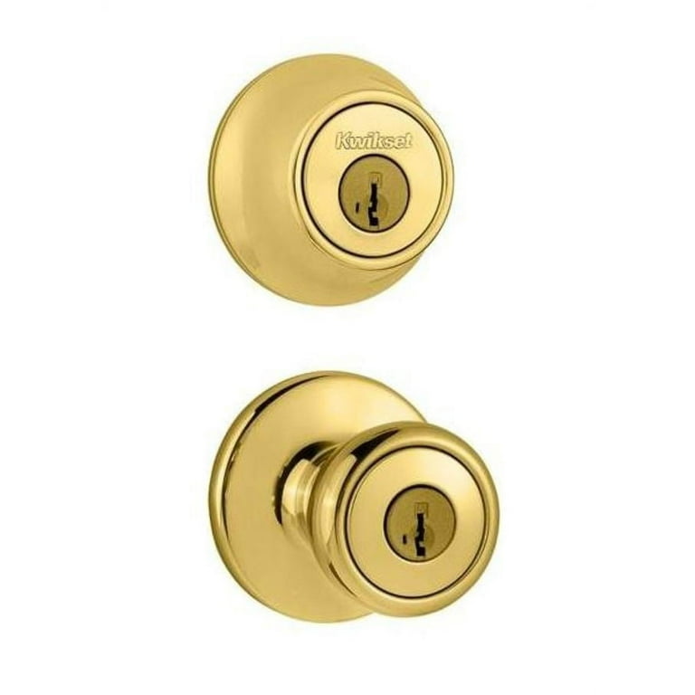 Kwikset Tylo Entry Knob Single Cylinder Deadbolt Polished Brass