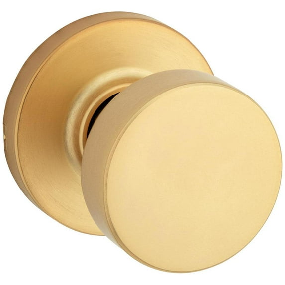 Kwikset Pismo Interior Passage Door Knob, Handle For Closet And Hallway Doors Non Locking Doorknob Satin Brass Square Microban Protection