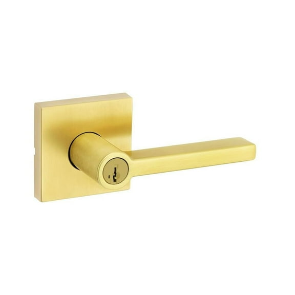 Kwikset 740HFLSQT-4S Halifax Lever with Square Rose Entry Door Lock SmartKey with 6AL Latch and RCS Strike Satin Brass Finish