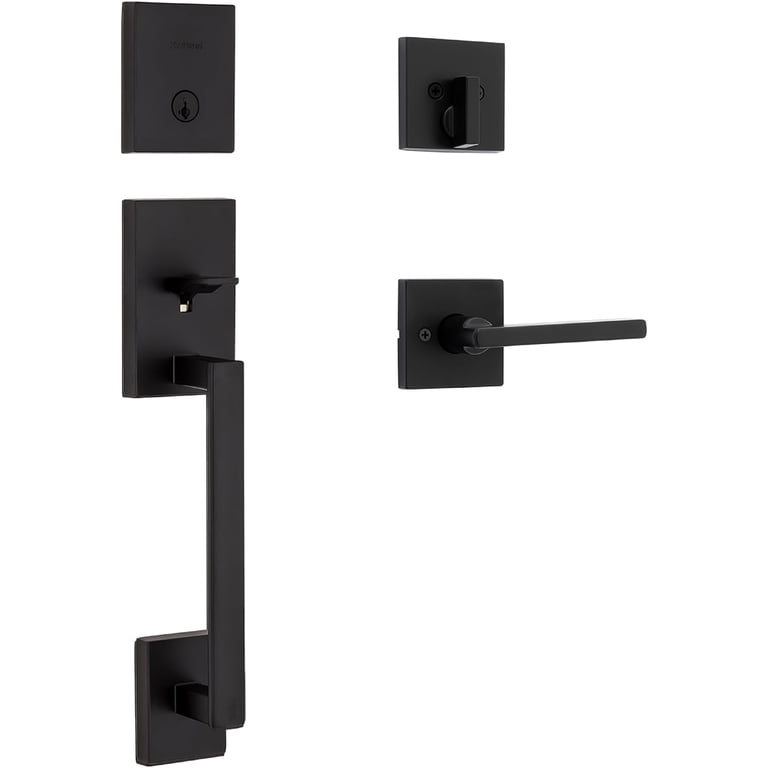 Kwikset 818SCExHFL Handleset with Halifax, Matte Black CP San