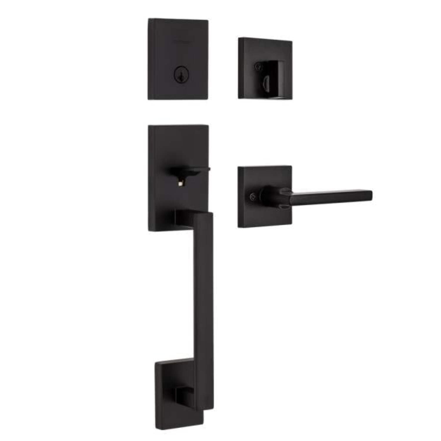 Matte Black Right Handed Entry Handleset with Deadbolt