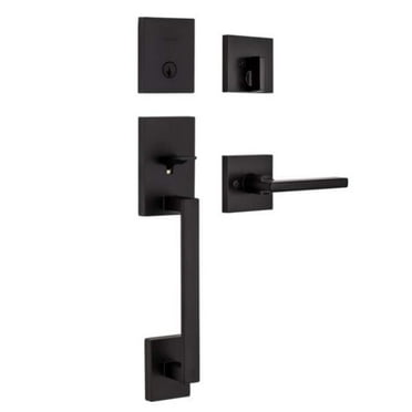 Kwikset 818SCExHFL, Matte Black CP San Clemente Handleset with Halifax
