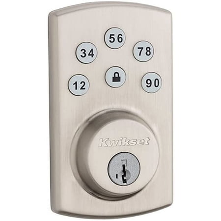 Kwikset 907 15 Smt Cp Pwrbolt Smartcode Satin Nickel Keyless Entry Deadbolt With Smartkey Deadbolt, Single Cylinder-Satin Nickel