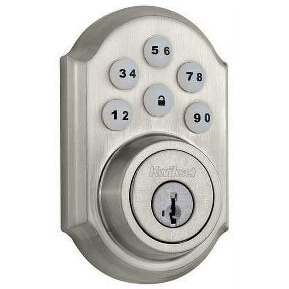 Kwikset 909 SmartCode Electronic Deadbolt featuring SmartKey in Satin Nickel — Construction & DIY Use, Standard Hardware Spec