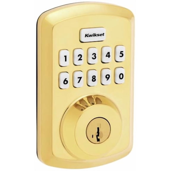 Kwikset 9250TRS-L03S Transitional Powerbolt 2 Electronic SmartCode Deadbolt SmartKey with RCAL Latch and RCS Strike Lifetime Brass Finish