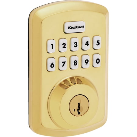 Kwikset 9250TRS-L03S Transitional Powerbolt 2 Electronic SmartCode Deadbolt SmartKey with RCAL Latch and RCS Strike Lifetime Brass Finish