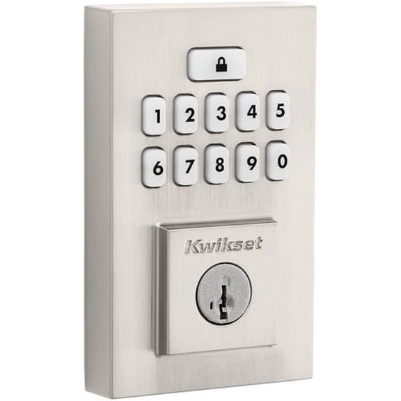 Kwikset 9260CNT-15S Contemporary SmartCode Keypad Electronic Deadbolt SmartKey Satin Nickel Finish