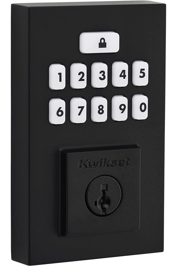 9260CNT-514S Contemporary SmartCode Keypad Electronic Deadbolt SmartKey Matte Black Finish