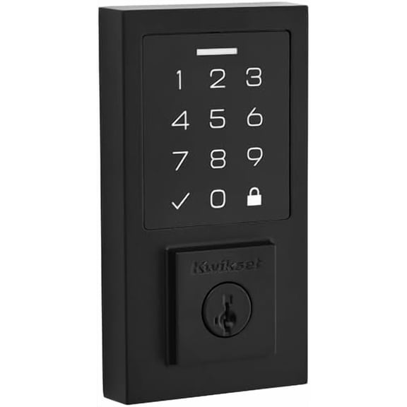 Kwikset 9270CNT-514S Contemporary SmartCode Touchpad Electronic Deadbolt SmartKey Matte Black Finish