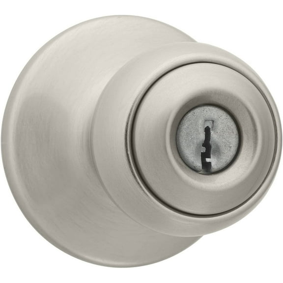 Kwikset Tylo Keyed Entry Door Knob - Satin Nickel - Exterior Key Lock, 2 Keys Included
