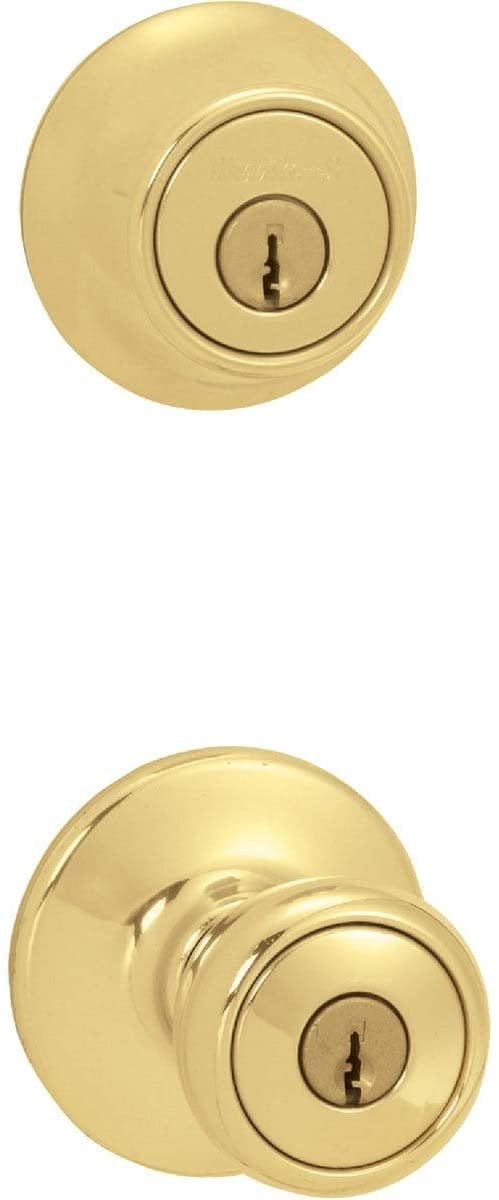 Kwikset Entry Knob & Deadbolt Combo – Antique Brass Finish, Fits Standard Backsets