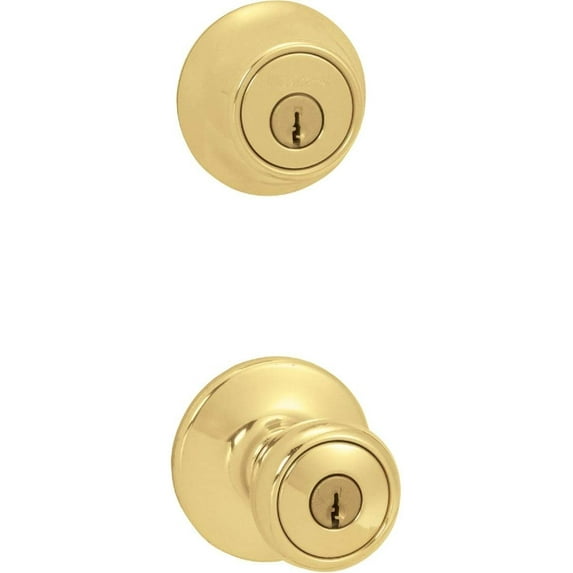 Kwikset 96900-253 Polished Brass Tylo Entry Lock With Deadbolt Combo Pack