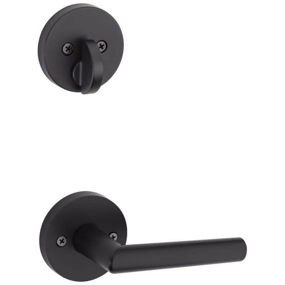 Kwikset 971MILRDTV1 Milan Lever Single Cylinder Interior Pack with Round Rose for Handlesets - Matte Black