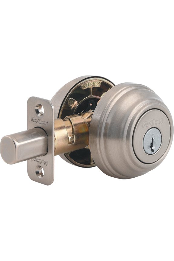 Double Cylinder Deadbolt SmartKey - Adjustable Security Lock - Satin Nickel — Construction & DIY Use, Standard Hardware Spec