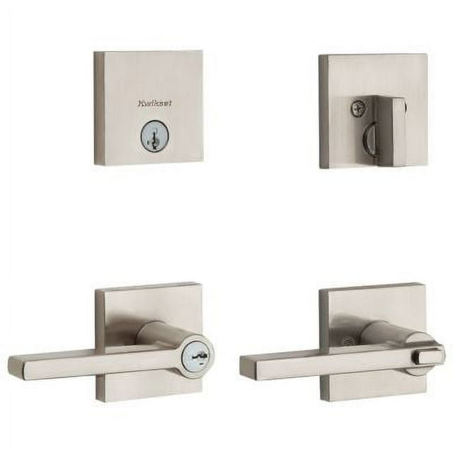 Kwikset 991 Halifax Keyed Door Lever and Sgl Cyl Deadbolt Combo Pack in SN