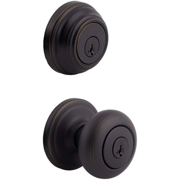 Kwikset Juno Entry Knob and Deadbolt Combo Pack Classic - SmartKey, Grade 1 - Bronze