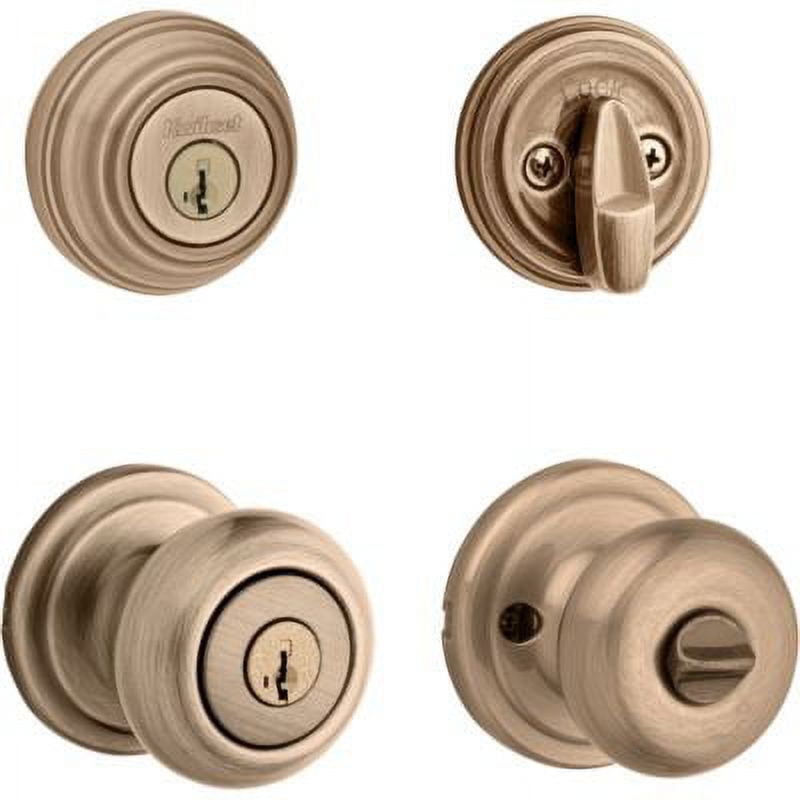 Kwikset 991 Juno Keyed Entry Knob And Sgl Cyl Deadbolt Combo Pack Featuring  Smartkey Security™ in AB
