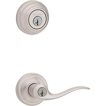 Kwikset 99910-040 991TNL 15 SMT CP K4 Level 991 Tustin Entry Lever and Single Cylinder Deadbolt Combo Pack Featuring SmartKey in Satin Nickel