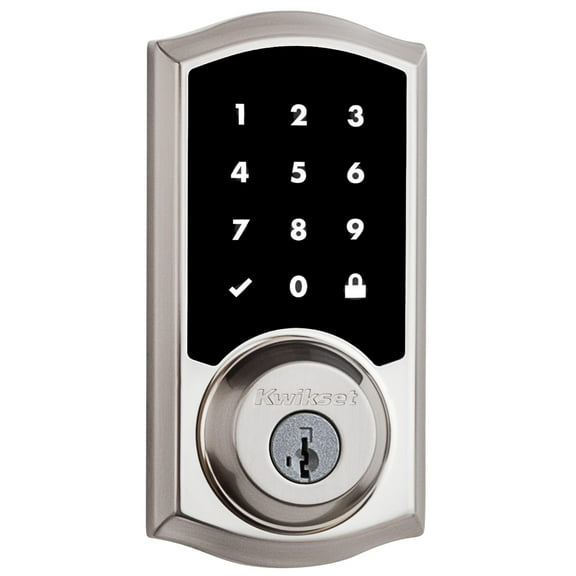 Kwikset 99160-038 SmartCode Satin Nickel Single Cylinder Smartkey Electronic Deadbolt Smart Lock with Lighted Keypad Touchscreen