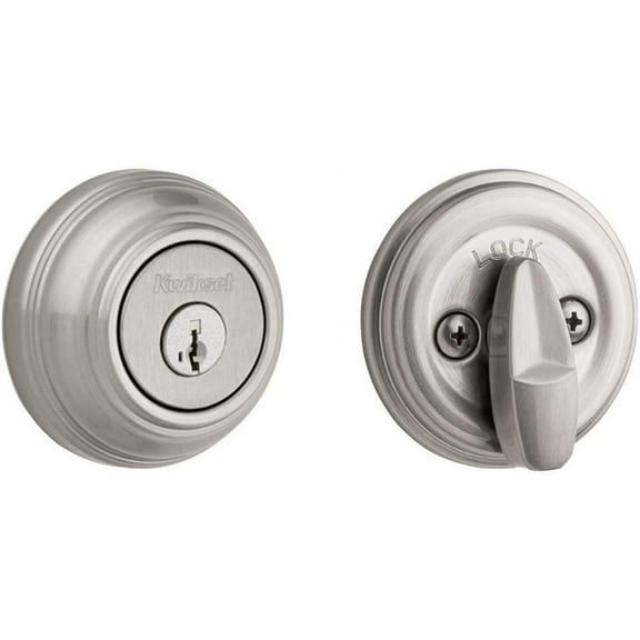 Kwikset 99800-090 980 Single Cylinder Round Traditional Deadbolt Door Lock featuring SmartKey Security in Satin Nickel