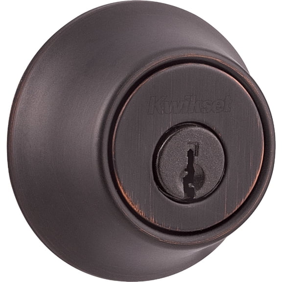 Kwikset Deadbolt Lock Adjustable Latch - Single Cylinder - Pack Of 1, Bronze Finish Construction & DIY Use, Standard Hardware Spec