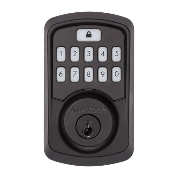 Open Box Kwikset Aura Bluetooth Smart Deadbolt Hardware Lock with Smartkey Matte Black