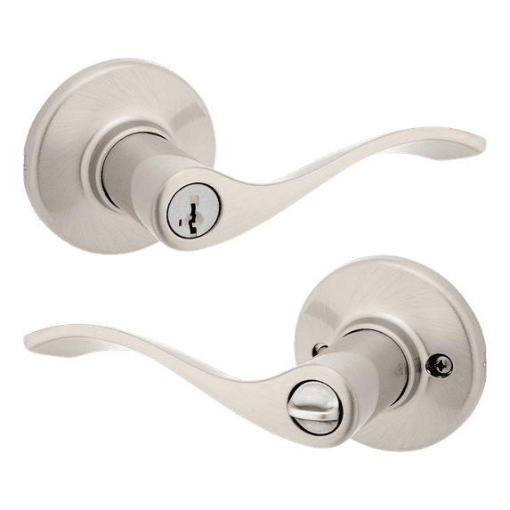 Kwikset Balboa Keyed Entry Lever Doorknob with Smartkey Satin Nickel. Includes 2 Door Knobs.