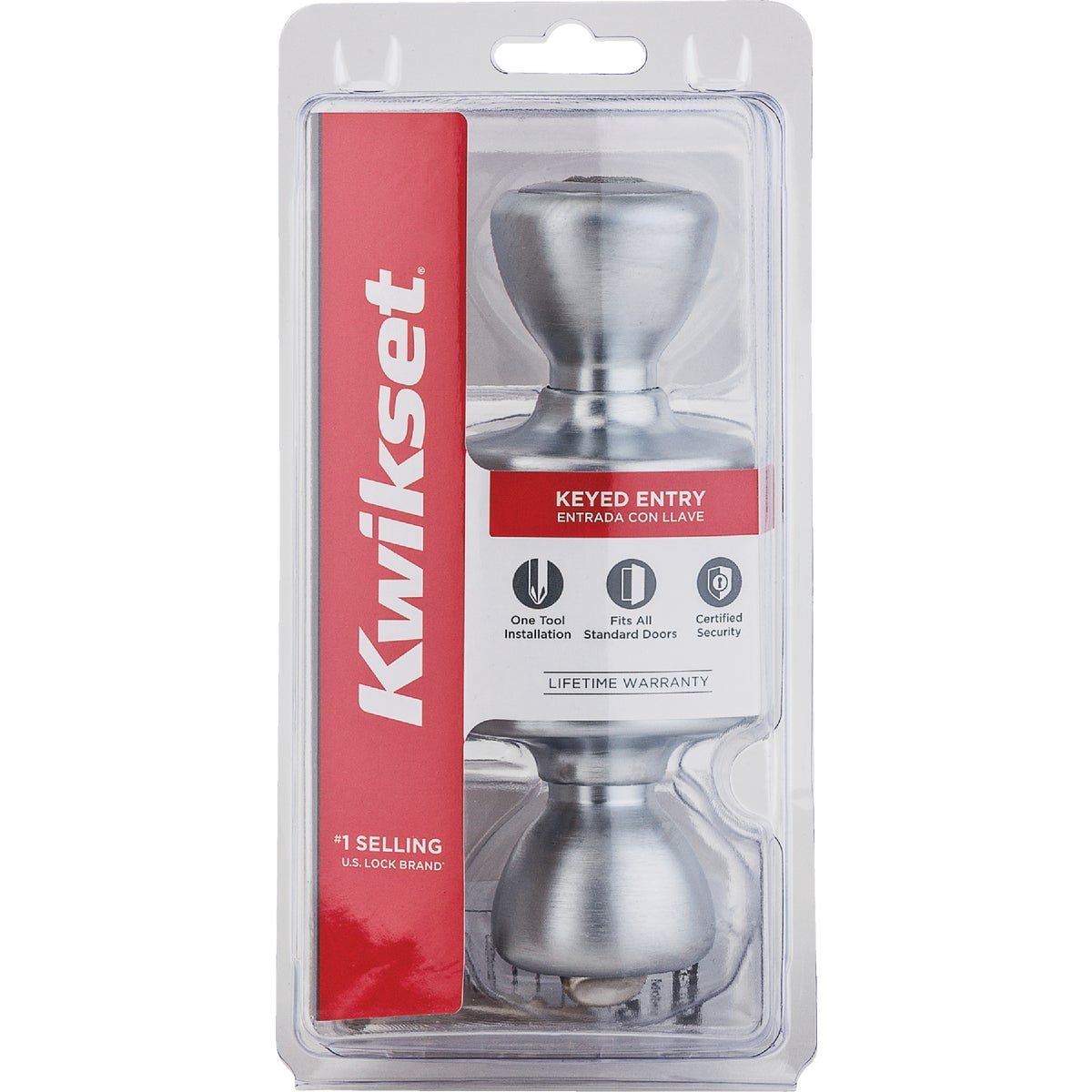 Kwikset CP400M-26DV1 Satin Chrome Key Lock Door Knobs, 1.36 lb, Mexico