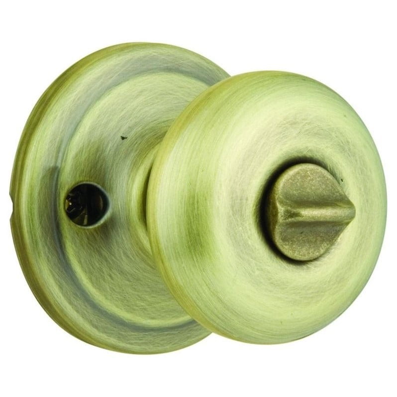 Antique Brass Round Privacy Door Knob with Steel Faceplate