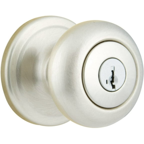 Kwikset Juno Entry Lock SmartKey - Satin Nickel Finish - Single Cylinder Exterior Door Knob