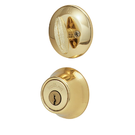 Kwikset 660 Single Cylinder Deadbolt Lock - Adjustable Brass - Polished Brass Finish Construction & DIY Use, Standard Hardware Spec