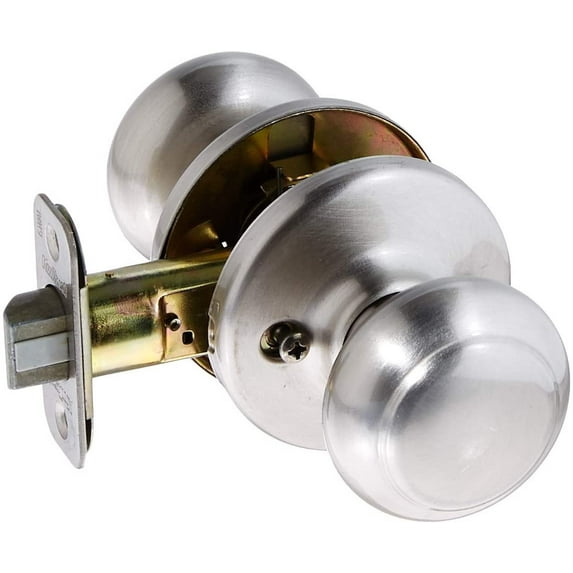 Kwikset Cove 92001-509, Adjustable Latch, Doorknob, Steel, Satin Nickel with Metal Collar