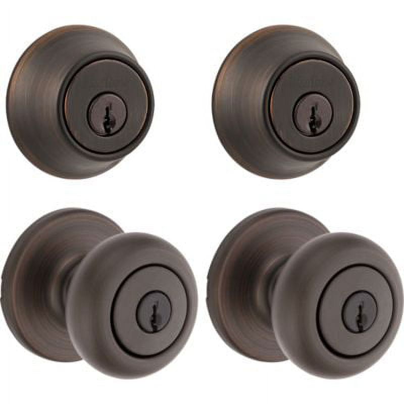 Kwikset Cove, Keyed Entry Deadbolt Doorknob Metal Venetian Bronze, 2 Pack