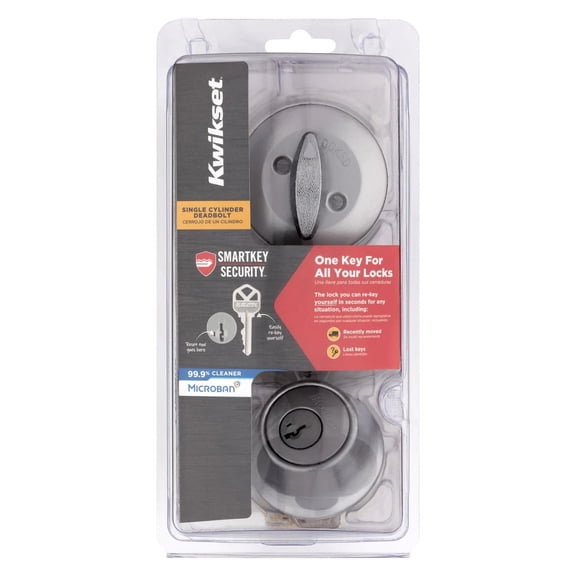 Kwikset Deadbolt Lock 660 Satin Chrome Single Cylinder - Adjustable Metal - 1 Pack