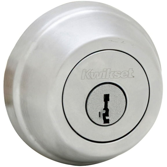 Kwikset Gatelatch Deadbolt Lock, Satin Chrome Round Keyed on Exterior and Interior Front Entry Door, Pick Resistant SmartKey Rekey Security, Double Cylinder Dead Bolt