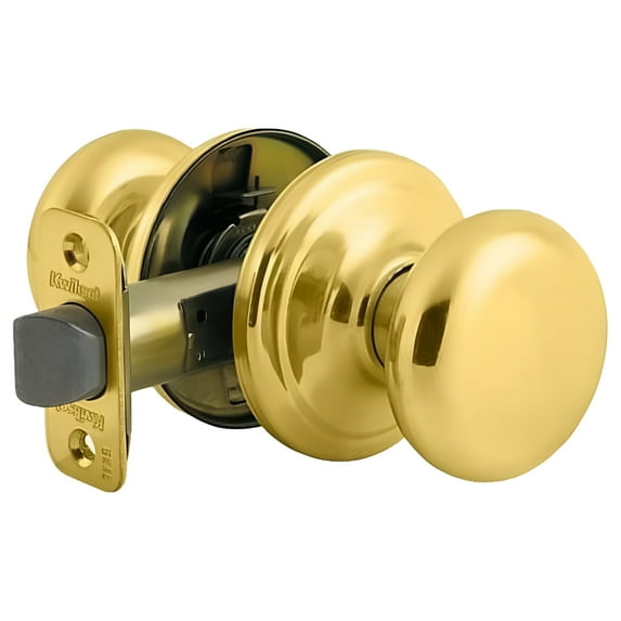 Kwikset Juno Passage Door Knob Lockset Classic Style - Polished Brass - Interior Use