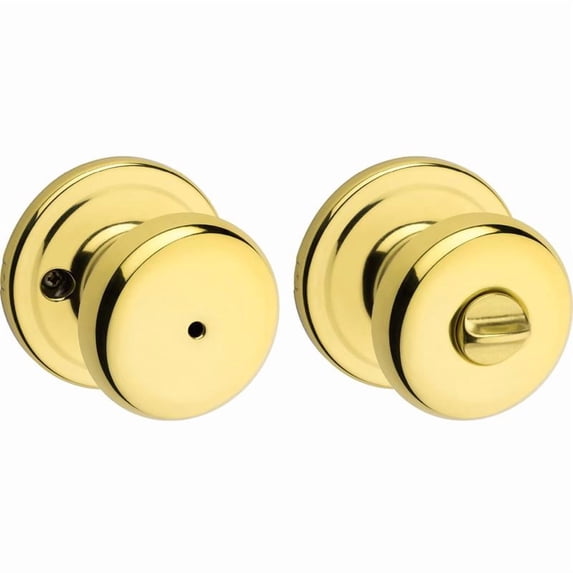 Kwikset Juno Bed/Bath Door Knob in Polished Brass