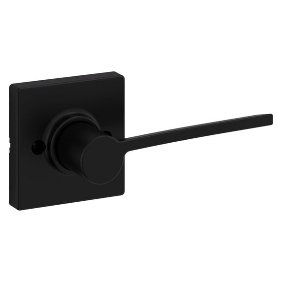 Kwikset Ladera Dummy Door Handle, Single Sided Lever for Closets, French Double Doors, and Pantry, Matte Black Non-Turning Right Handed Interior Push/Pull Lever